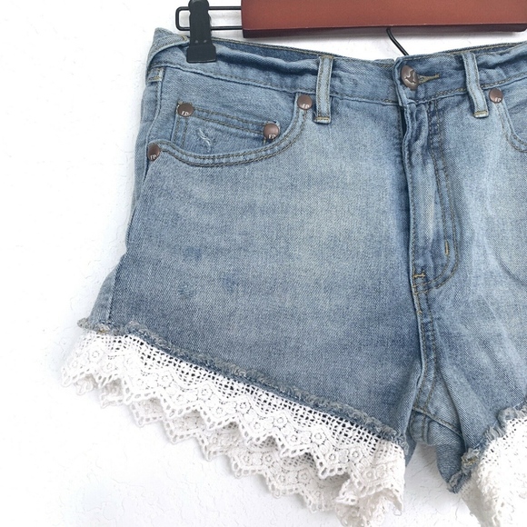 Free People Lacey Crochet Denim Shorts - Picture 3 of 8